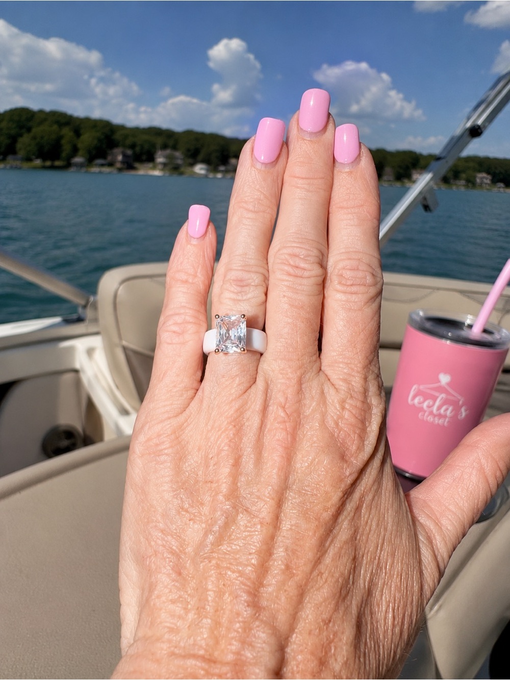 Silicone CZ Rings in White With Rose Gold Accent.
